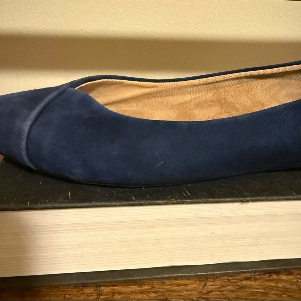 Vionic Navy Blue Suede Pointed Toe Flats - Picture 4 of 12